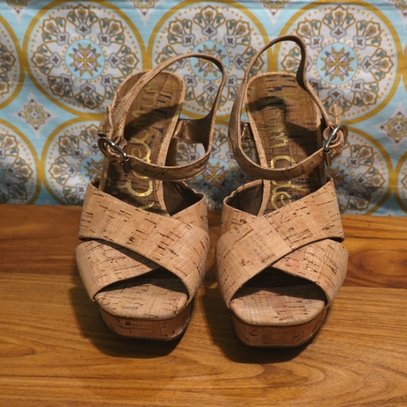 SAM EDELMAN Mabel Cork Platform  Heeled Sandals, size 7 - Picture 2 of 8
